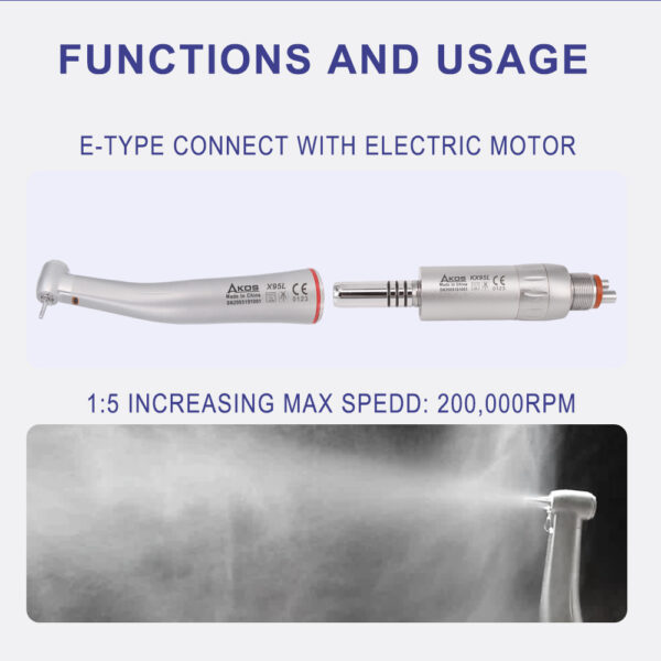 E type connector for contra angle handpiece