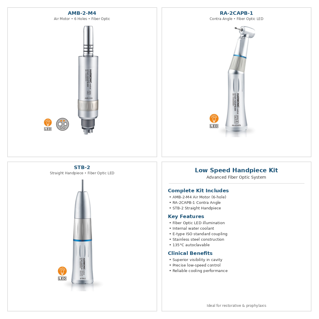 fiber optic 6 holes low speed handpieces kit