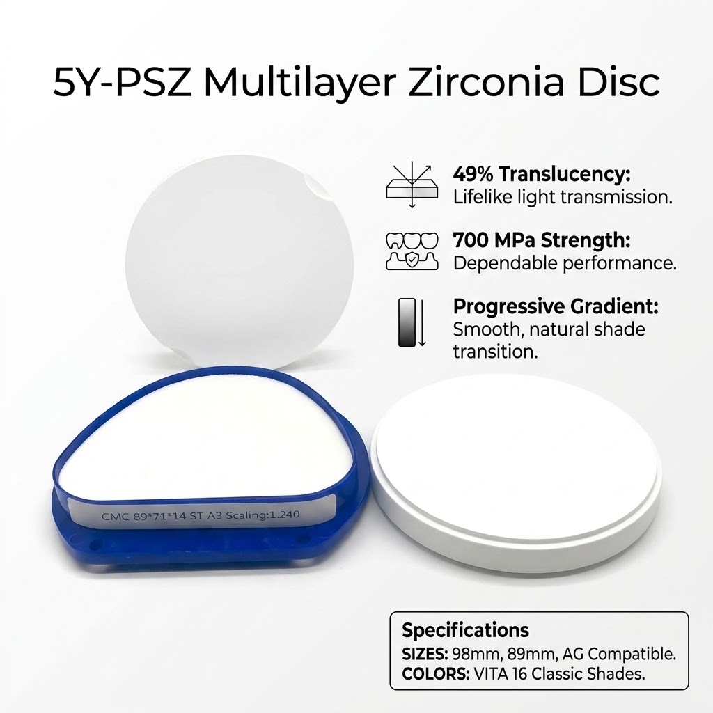 5Y Multilayer Zirconia Disc Features