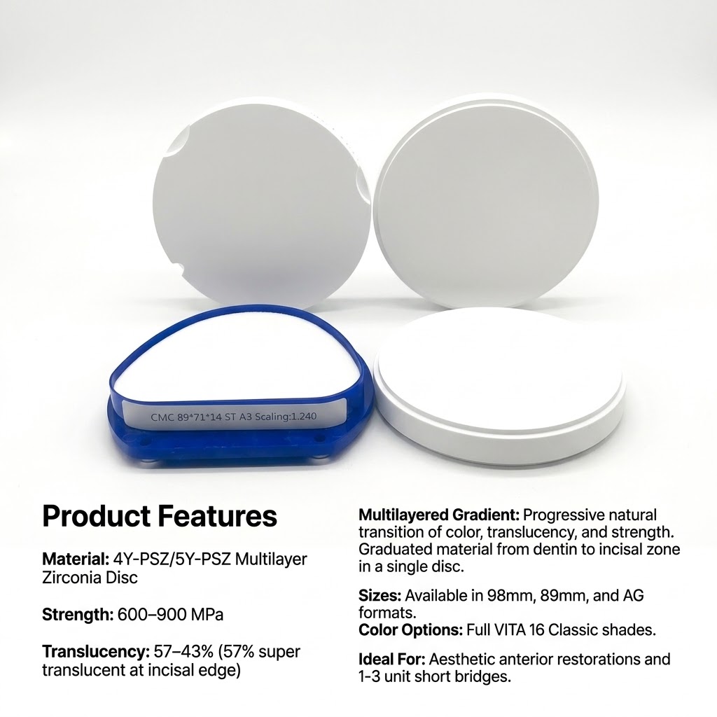 super translucent multilayered zirconia discs features