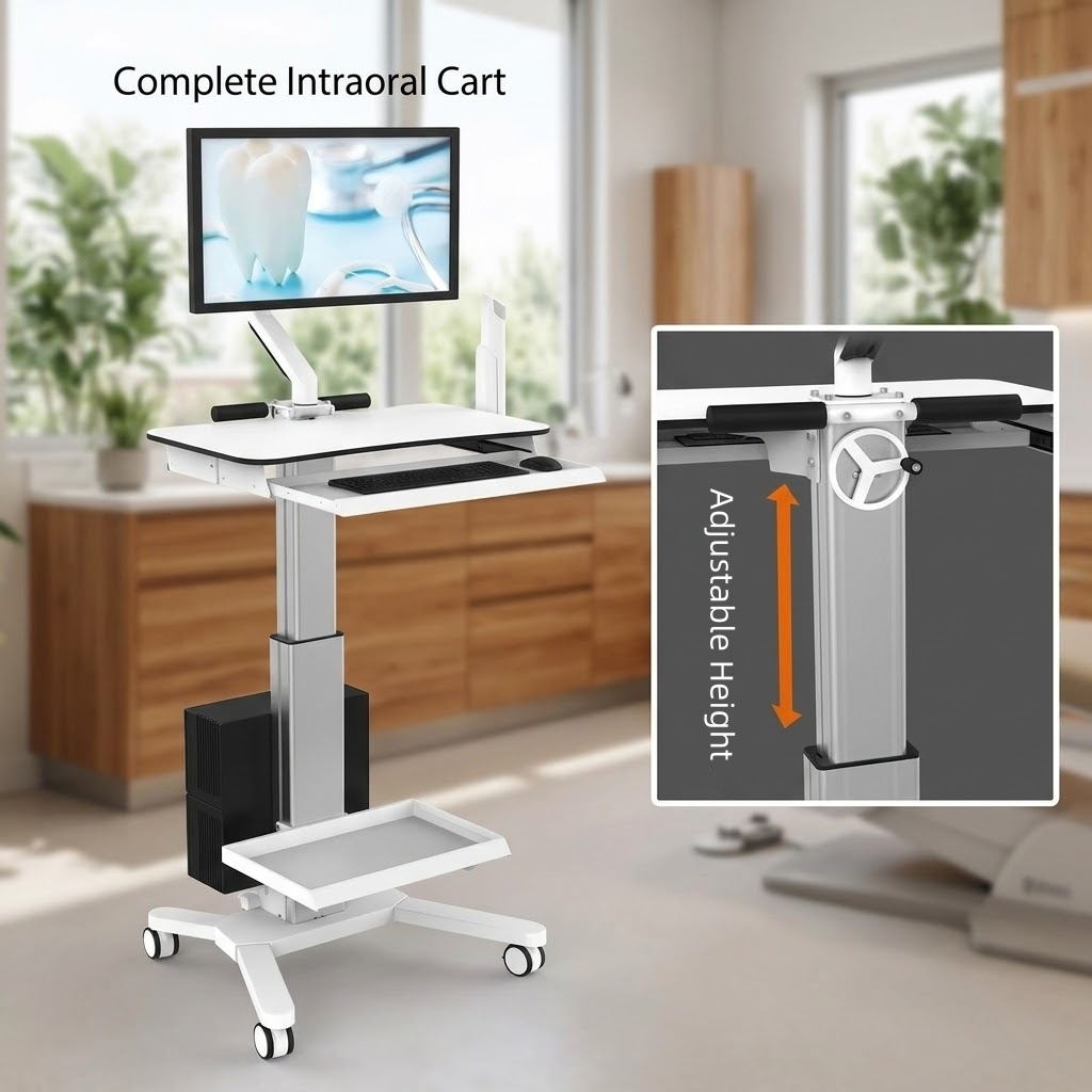 Rolling Dental Scanner Stand Adjustable Height