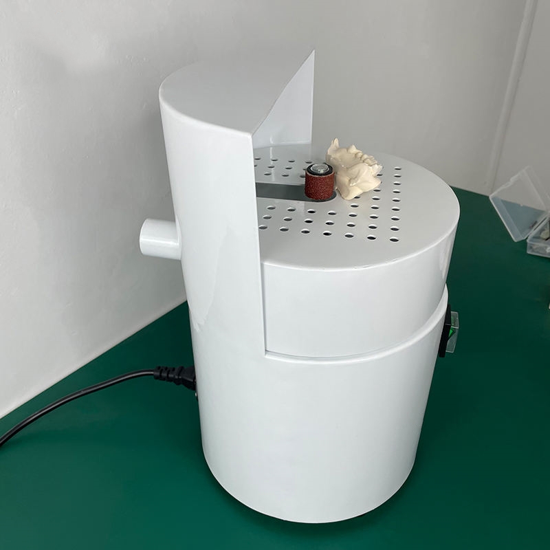 internal model trimmer for dental plaster with dust collection port