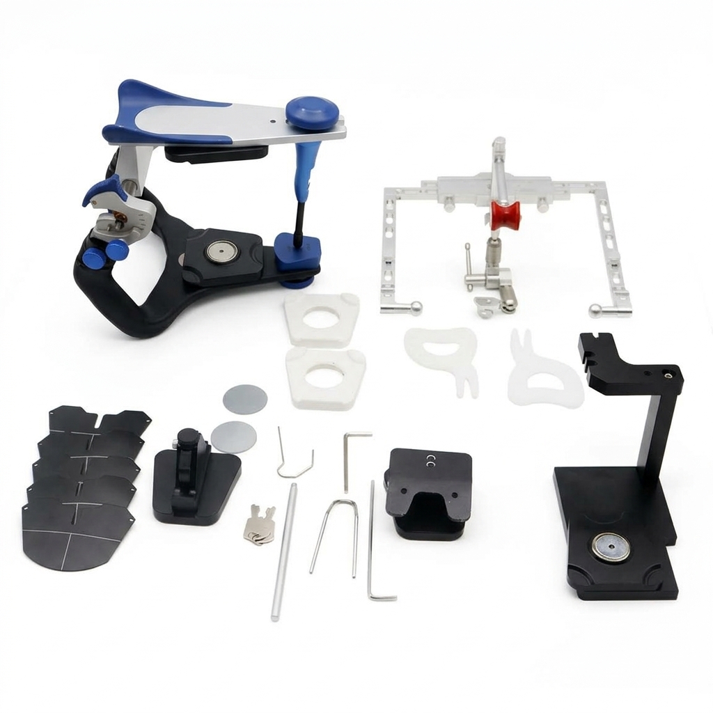 semi adjutable articulator with facebow, transfer components
